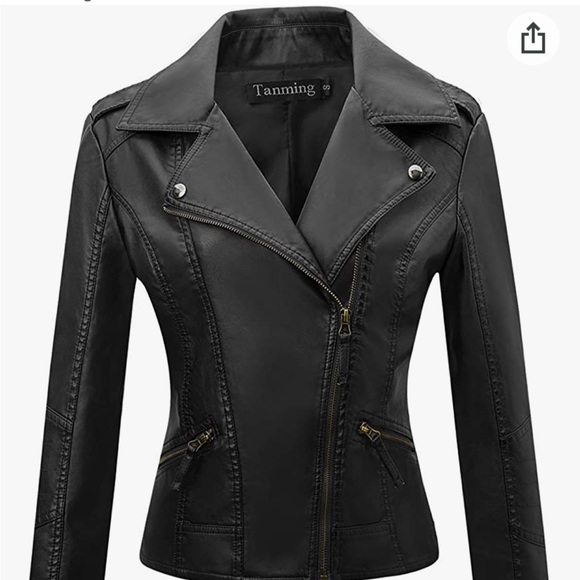 Jackets & Blazers - NWT Faux Leather Jacket Moto Zipper Sleeve Women’s M